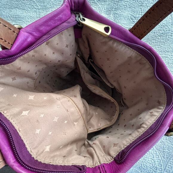Magenta leather crossbody bag Fossil - Picture 3 of 5